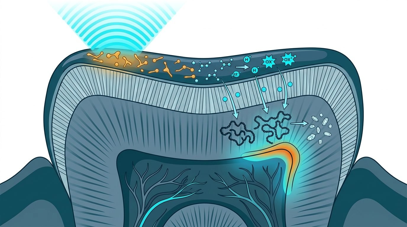 Optical physics and photochemical oxidation in laser tooth bleaching