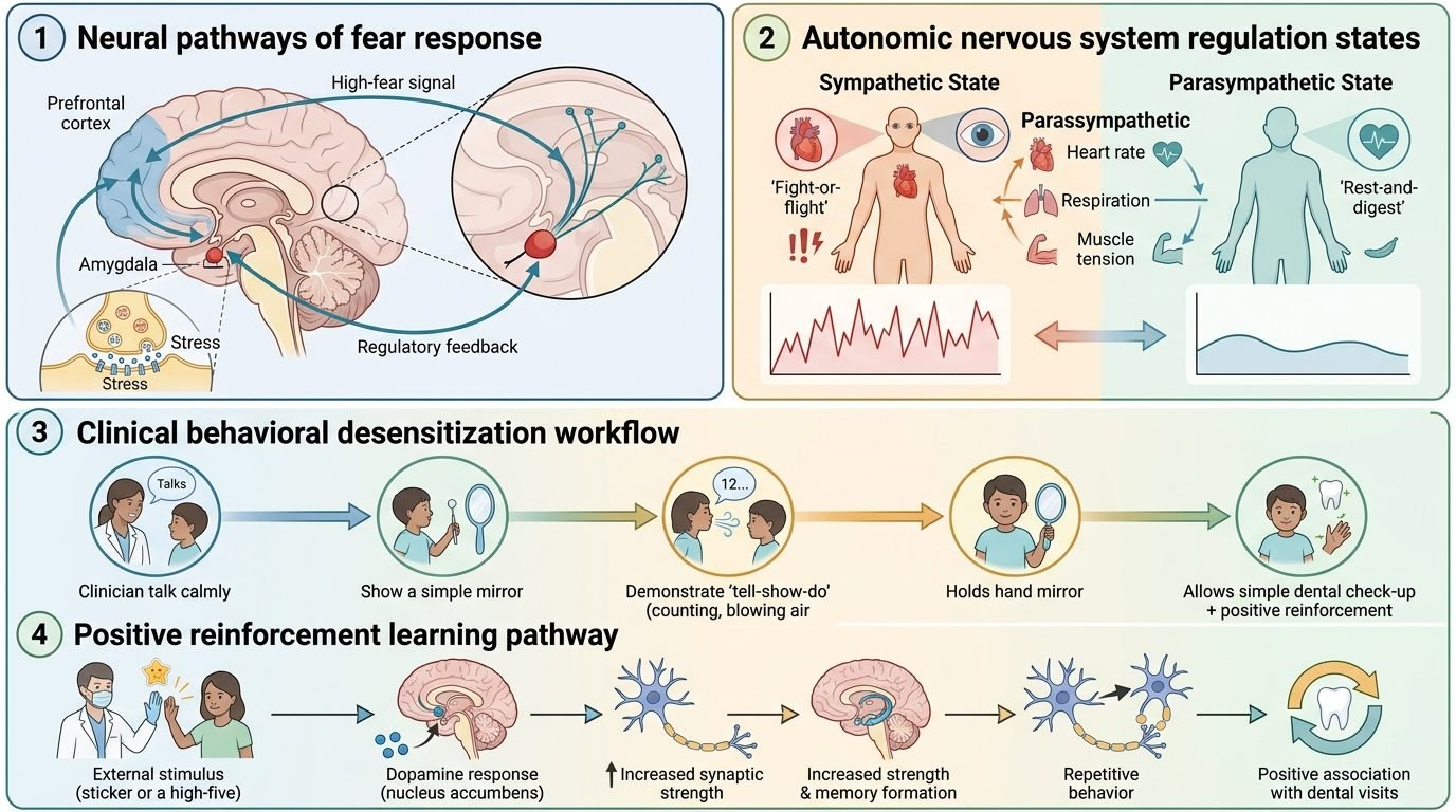 Pediatric behavioral neuroscience and clinical desensitization workflow in dentistry