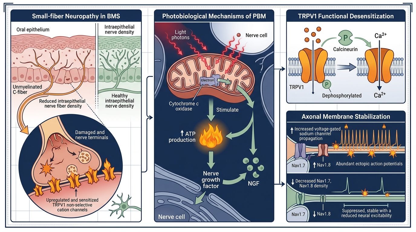 Neurobiologia da fotobiomodulacao na sindrome da ardencia bucal e dessensibilizacao de receptores TRPV1