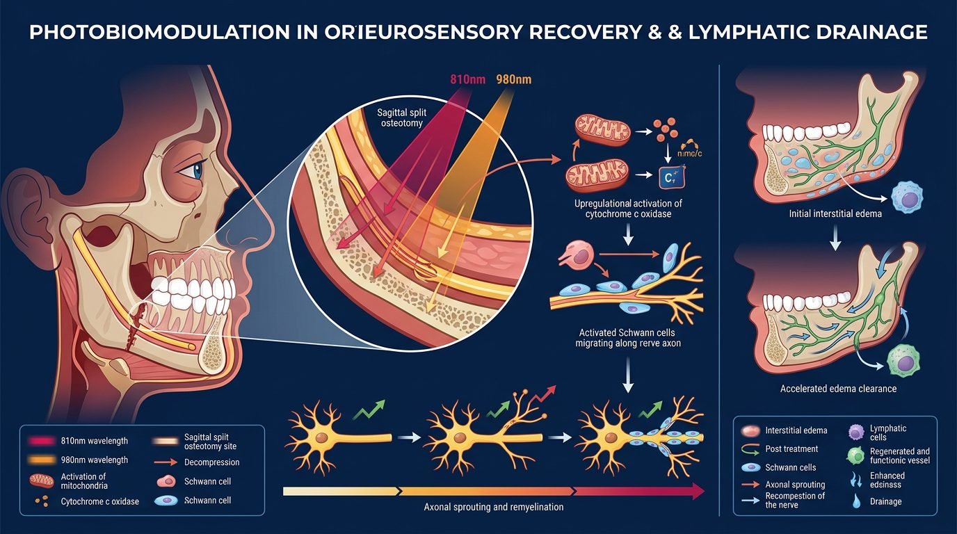 Axonal regeneration, mitochondrial bioenergetics, and lymphatic clearance after orthognathic surgery