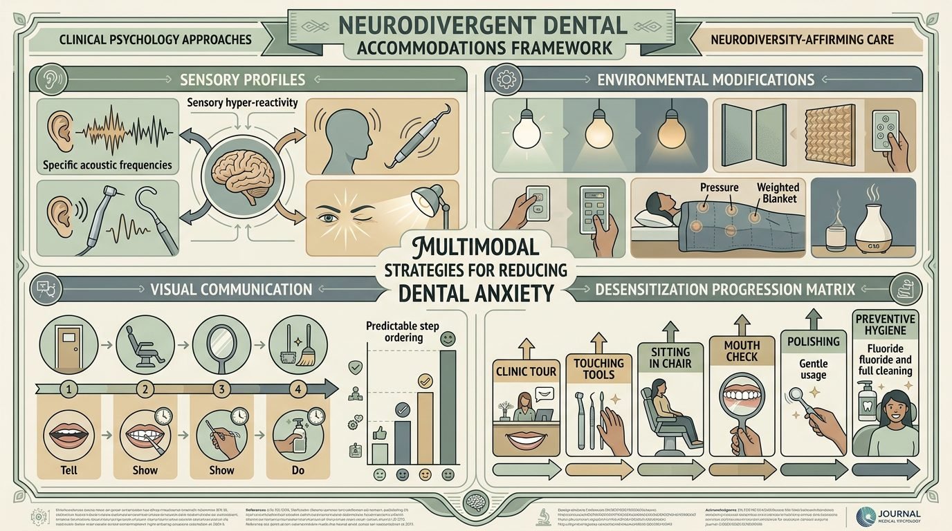 Acomodacoes sensoriais neurodivergentes, disfuncao executiva no TDAH, xerostomia medicamentosa e habitos adaptados