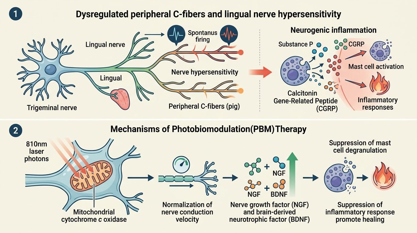 Photobiomodulation Neuroprotective Pathways in Lingual Neuropathic Pain